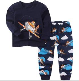 img 3 attached to 🛩️ Cute and Comfy Aircraft Boys Long Pajamas Set: High-quality 2 Piece Kids 100% Cotton Clothes