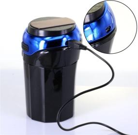 img 1 attached to 🚗 AUTLY Car Ashtray Cup with Detachable Smokeless Lighter, Blue LED Light, and USB Charging - Ashtray with Lid (Blue)