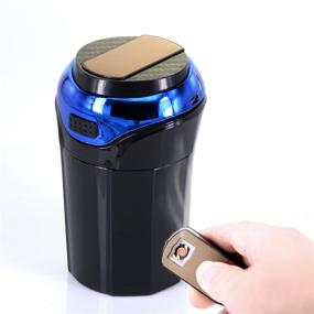 img 4 attached to 🚗 AUTLY Car Ashtray Cup with Detachable Smokeless Lighter, Blue LED Light, and USB Charging - Ashtray with Lid (Blue)