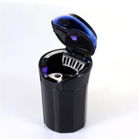 img 2 attached to 🚗 AUTLY Car Ashtray Cup with Detachable Smokeless Lighter, Blue LED Light, and USB Charging - Ashtray with Lid (Blue)