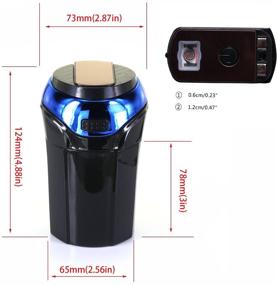 img 3 attached to 🚗 AUTLY Car Ashtray Cup with Detachable Smokeless Lighter, Blue LED Light, and USB Charging - Ashtray with Lid (Blue)