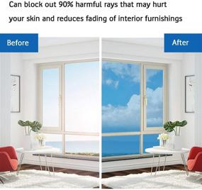 img 2 attached to 🔵 Пленка для тонирования стекол CHIN FAI Anti-UV Reflective Glass - контроль тепла, дневная конфиденциальность, пленка-зеркало на статической основе без клея для дома и офиса (сине-серебряная, 35,4 дюйма x 13,1 фута)