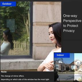 img 1 attached to 🔵 Пленка для тонирования стекол CHIN FAI Anti-UV Reflective Glass - контроль тепла, дневная конфиденциальность, пленка-зеркало на статической основе без клея для дома и офиса (сине-серебряная, 35,4 дюйма x 13,1 фута)