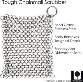 img 2 attached to 🔗 Stainless Steel Chainmail Cast Iron Scrubber & Seasoning Oil Combo: Optimize Your Castiron Cookware's Cleanliness, Conditioning, and Maintenance