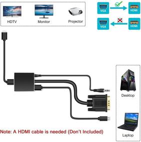 img 3 attached to 🔌 VGA в HDMI адаптер 1080P с аудио для вывода сигнала с ПК на телевизор/монитор HDMI - Мужской VGA к Женскому HDMI конвертеру от Giveet для компьютера, настольного ПК, ноутбука, проектора, ЖК-телевизора