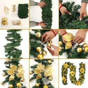 img 2 attached to 🎄 Gold Pre-lit Christmas Garland with Lights - 5M 50LED Light Decoration for Xmas Tree, Stairs, Fireplaces, Garden Décor - Indoor DIY Fireplace and Stair Decor