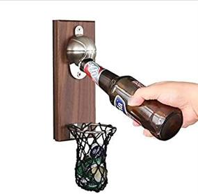 img 3 attached to 🏀 Premium Wall Mounted Stainless Steel Magnetic Bottle Opener with Net Cap Catcher - Solid and Durable Wine & Beer Opener for Bar/Home (Basketball Design)