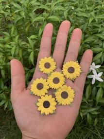 img 2 attached to 50 Pcs Yellow Sunflowers Mulberry Paper Flowers with Brown Centre - Ideal for Scrapbooking and Craft Projects