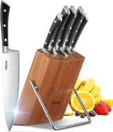 🔪 6-piece kitchen knife set with wooden block - high carbon stainless steel cutlery set for super sharp precision logo