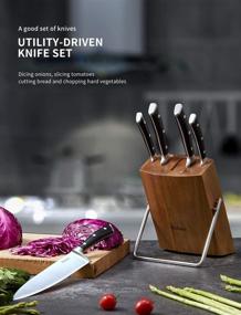 img 1 attached to 🔪 6-Piece Kitchen Knife Set with Wooden Block - High Carbon Stainless Steel Cutlery Set for Super Sharp Precision