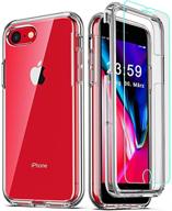 📱 coolqo iphone 8/7/6s/6 clear case with 2x tempered glass screen protectors - full body coverage, shockproof phone protective cover logo