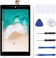 upgraded replacement touch screen digitizer + tempered glass film for amazon kindle fire hd8 hd 8 8th gen 2018 l5s83a 8 inch (lcd not included) logo