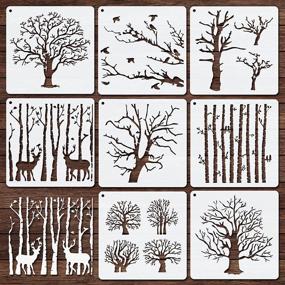 img 4 attached to 🌳 Reusable Tree Stencils for DIY Crafts: Reversed Branches Aspen Trees - 8 Piece Set (15x15cm/5.9x5.9 Inch)