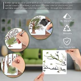 img 1 attached to 🌳 Reusable Tree Stencils for DIY Crafts: Reversed Branches Aspen Trees - 8 Piece Set (15x15cm/5.9x5.9 Inch)