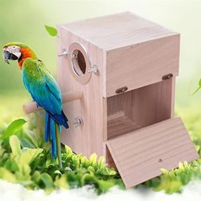 img 3 attached to 🐦 Pet Bird Wood Breeding Box - Parakeet Budgie Cockatiel Nesting Aviary Cage