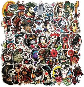 img 4 attached to 🎨 Honch Tattoo Stickers Pack - 50 Pieces Vinyl Decals for Laptop, Bumper, Helmet, iPad, Car, Luggage, Water Bottle