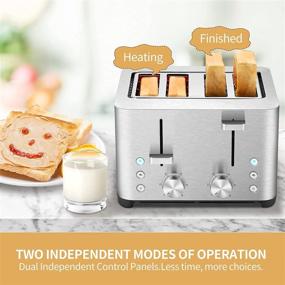 img 3 attached to 🍞 BBday 4-Slice Wide Slot Stainless Steel Toaster - 6 Bread Shade Settings, Defrost Function, Bagel & Cancel Options - Removable Crumb Tray, 1500W Power