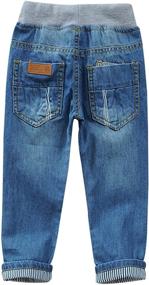 img 3 attached to 👖 Elastic Mid Waist Denim Jeans for Toddler Boys – Full Length Straight Pants, Washed Design