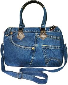 img 4 attached to Upcycling Denim Zipper Shoulder Handbag