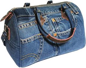 img 1 attached to Upcycling Denim Zipper Shoulder Handbag