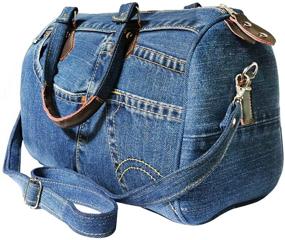 img 2 attached to Upcycling Denim Zipper Shoulder Handbag