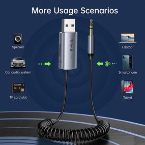 img 3 attached to 🚗 Enhance your Car Audio Experience with Car Bluetooth Receiver, 3.5mm Jack Aux Bluetooth 5.0 Adapter Dongle - Speaker Audio Music Transmitter, CVC8.0 Noise Cancelling, Built-in Microphone and TF Card Slot