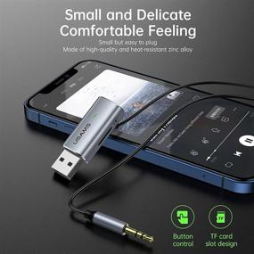 img 1 attached to 🚗 Enhance your Car Audio Experience with Car Bluetooth Receiver, 3.5mm Jack Aux Bluetooth 5.0 Adapter Dongle - Speaker Audio Music Transmitter, CVC8.0 Noise Cancelling, Built-in Microphone and TF Card Slot