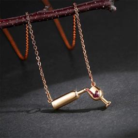 img 1 attached to 🍷 Gold and Silver Red Enamel Heart Necklace for Women - ANDPAI Red Wine Bottle Cup Pendant Necklace for Girlfriend Wife Best Friends Wine Lovers Birthday Gifts (KC Gold)