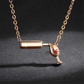 img 2 attached to 🍷 Gold and Silver Red Enamel Heart Necklace for Women - ANDPAI Red Wine Bottle Cup Pendant Necklace for Girlfriend Wife Best Friends Wine Lovers Birthday Gifts (KC Gold)