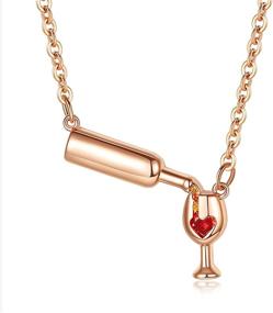 img 4 attached to 🍷 Gold and Silver Red Enamel Heart Necklace for Women - ANDPAI Red Wine Bottle Cup Pendant Necklace for Girlfriend Wife Best Friends Wine Lovers Birthday Gifts (KC Gold)