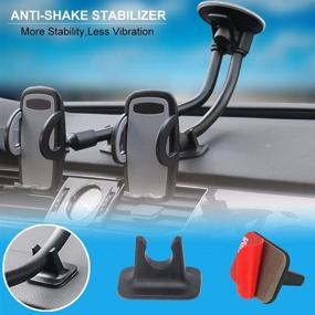 img 3 attached to 📱 Adjustable Dual Car Phone Holder for Windshield & Dashboard - Compatible with iPhone 12 Pro, 11 Pro Max, XS, XR, X, 8, 7, 6, Samsung Galaxy S4-S10, LG, Google, Nokia, and More