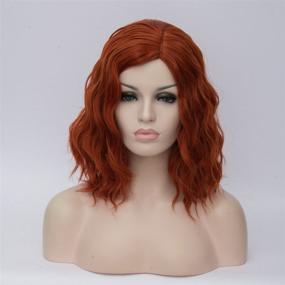 img 2 attached to 🧡 Aicos Fashion 35cm Short Curly Full Head Wig - Heat Resistant Wig for Daily Dress, Carnival, Party, Masquerade, Anime Cosplay + Wig Cap (Orange)