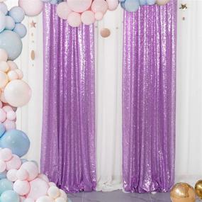 img 4 attached to ShinyBeauty Sequin Backdrop Curtains 2 Panels 2FTx8FT Lavender Glitter Backdrop For Parties Shimmer Curtain For Weddins Bridal Shower Photo Background (2Ft X 8Ft