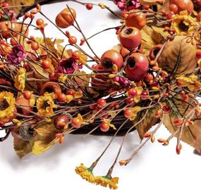 img 2 attached to 🍁 22" Fall Berry Wreath: Autumn Orange Front Door Harvest Decor with Pumpkins, Acorns & Maple Leaves - Artificial Thanksgiving Harvest Festival Wreath for Home Decor & Front Door