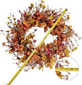 img 3 attached to 🍁 22" Fall Berry Wreath: Autumn Orange Front Door Harvest Decor with Pumpkins, Acorns & Maple Leaves - Artificial Thanksgiving Harvest Festival Wreath for Home Decor & Front Door