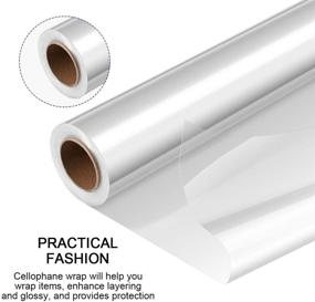 img 3 attached to 🎁 STOBOK Clear Cellophane Wrap Roll - 15.7 inches x 100Ft - Transparent, 2.5 Mil Thick - Ideal for Flowers, Baskets, Food & Gifts