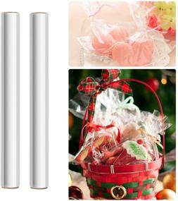 img 4 attached to 🎁 STOBOK Clear Cellophane Wrap Roll - 15.7 inches x 100Ft - Transparent, 2.5 Mil Thick - Ideal for Flowers, Baskets, Food & Gifts