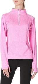 img 4 attached to 🏋️ Stay Active with Women's Workout Tops Long Sleeve Running Pullover Shirts 1/4 Zip and Convenient Kangaroo Pockets