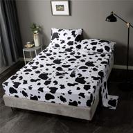 🐄 cute cartoon cow print bed sheet set - full size, ultra soft microfiber bed sheets for kids/boys/girls - black and white milk cow bedding collections - includes 1 fitted sheet, 1 flat sheet, and 2 pillowcases logo