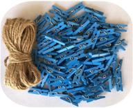 100-pack sky blue durreus small wooden clips for crafts, postcards, party decor, with jute twine - ideal for seo logo