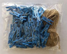 img 2 attached to 100-Pack Sky Blue DurReus Small Wooden Clips for Crafts, Postcards, Party Decor, with Jute Twine - Ideal for SEO