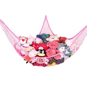 img 4 attached to Organize and Display Your Stuffed Animals with a Pink Stuffed Animal Hammock from G-Helper - 70 inch Jumbo Toy Storage Hammock Hanging Net for Kids Bedroom