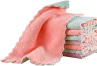 🧽 premium 12 pack microfiber cleaning cloth: super absorbent, nonstick dishcloths in pink, green, purple, gray logo