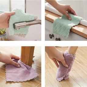 img 1 attached to 🧽 Premium 12 Pack Microfiber Cleaning Cloth: Super Absorbent, Nonstick Dishcloths in Pink, Green, Purple, Gray