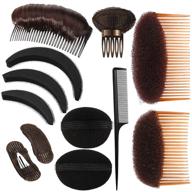 💇 invisible hair clip comb, set of 12 hair base sponges, bump it up volume tool, false hair pads, hair bump styling insert tool, hair extensions accessories - available in black, coffee, and dark brown logo