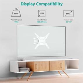 img 1 attached to 📺 WALI TV Wall Mount Articulating LCD Monitor Full Motion with 19.1-inch Extension Arm | Fits Most 26-55 inch LED Flat Panel Screens | VESA up to 400x400mm | White (Model: 2655LO-W)