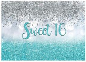 img 4 attached to 🎉 Очаровательный фон Allenjoy Sweet 16 Silver Blue Bokeh Glitter: идеальное украшение для вечеринки по случаю счастливого 16-летия девушки!