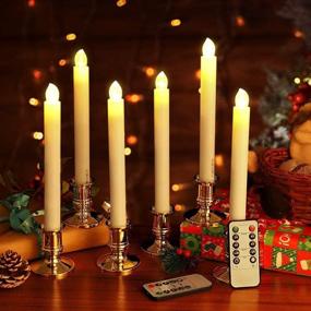 img 3 attached to 🕯️ YUNLIGHTS Flameless Taper Candles - 6 Pack Battery Operated Christmas Window Candle Lights with Remote Control and Timer, Warm White - Ideal for Seasonal & Festival Celebration