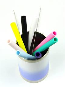 img 2 attached to 🥤 Silicone Smoothie Straw Set for Housavvy 11oz Tumblers - 8 Colors + 2 Cleaning Brushes for Kids