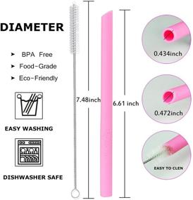 img 3 attached to 🥤 Silicone Smoothie Straw Set for Housavvy 11oz Tumblers - 8 Colors + 2 Cleaning Brushes for Kids